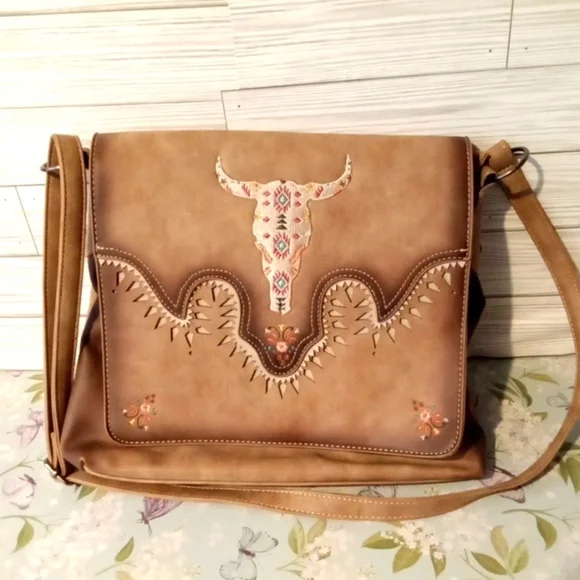 Catchfly Studio Embroidered Crossbody Bag Western Boho Adjustable Straps - Picture 5 of 5